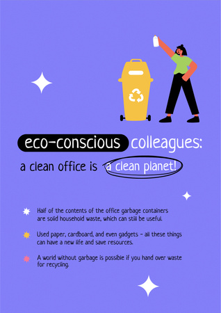 Waste Recycling Motivation with Woman recycle Garbage Poster Design Template