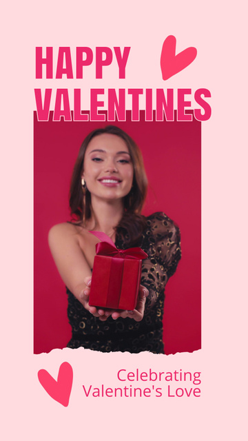 Designvorlage Celebrating Valentine's Day With Sincere Wishes And Gift für Instagram Video Story