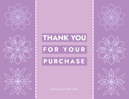 Thank You Message with Geometric Flowers Thank You Card 5.5x4in Horizontal Design Template