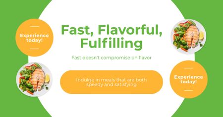 Offer of Fulfilling Dishes with Tasty Salmon Facebook AD Design Template