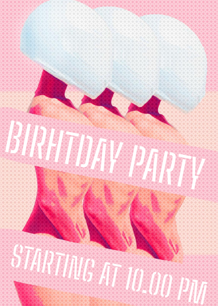 Birthday Party Bright Announcement Invitationデザインテンプレート