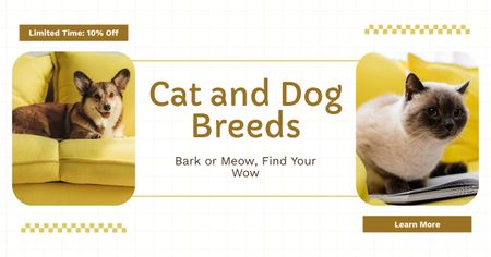 Limited Offer of Discount on Purebred Cats and Dogs Facebook AD Design Template