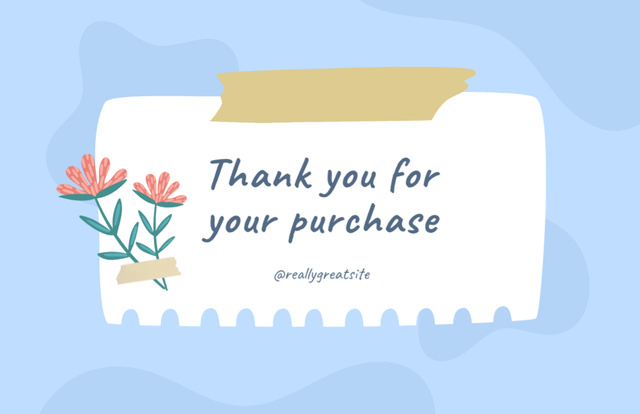 Thank You For Your Purchase Note Thank You Card 5.5x8.5in Šablona návrhu