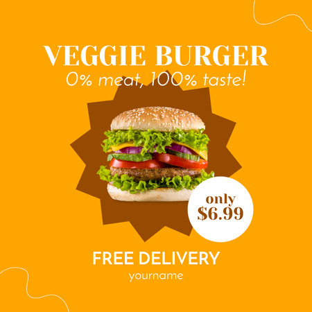 Fast Food Offer with Tasty Burger Instagram AD Design Template