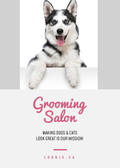 Grooming Salon Services Ad with Cute Dog
