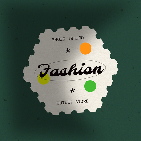 Outlet Fashion Store Emblem on Green Logo 1080x1080pxデザインテンプレート