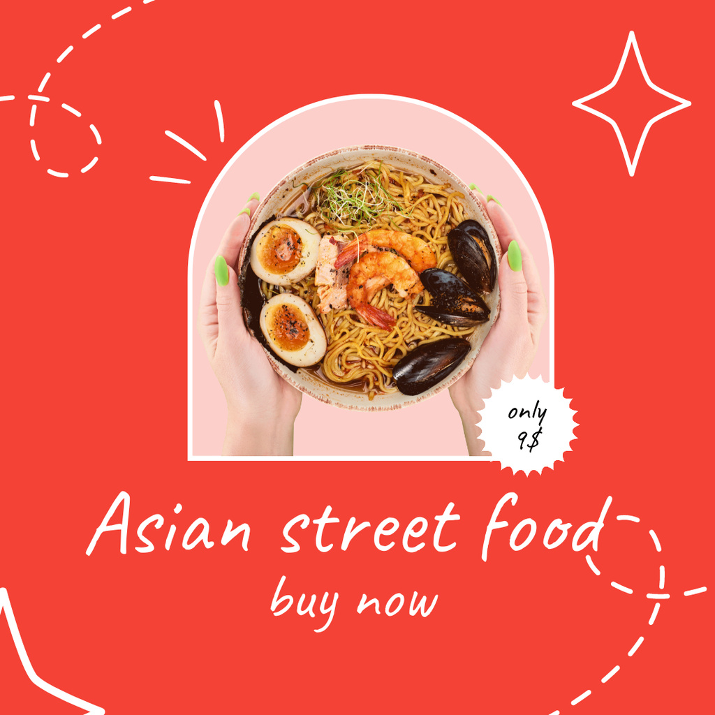 Ontwerpsjabloon van Instagram van Asian Street Food Ad