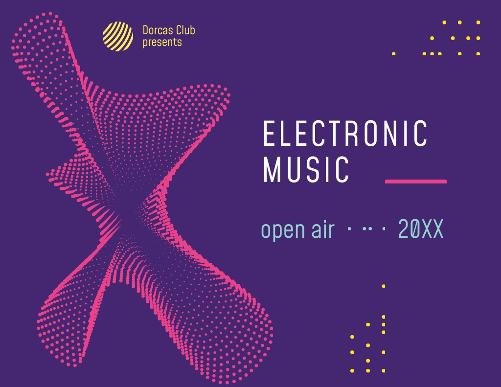 Designvorlage Open Air Electronic Music Festival Promotion In Purple für Flyer 8.5x11in Horizontal