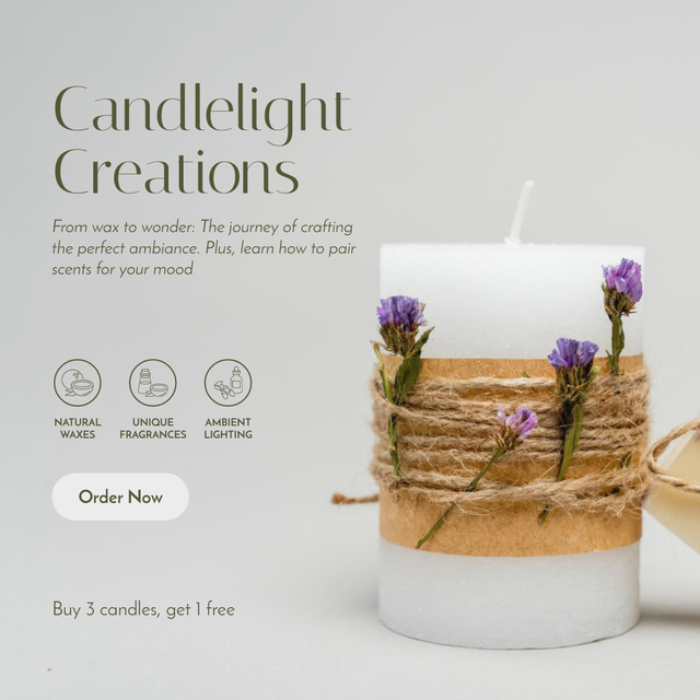 Handmade Candles Offer with Floral Decor Instagram tervezősablon