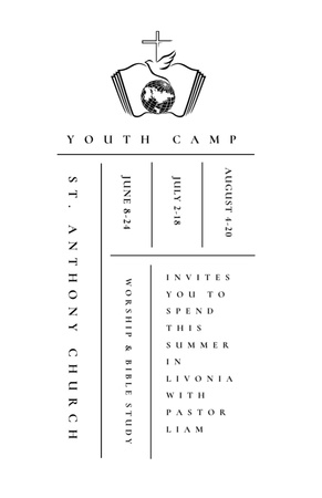 Youth Religion Camp Promotion In White Invitation 5.5x8.5in Πρότυπο σχεδίασης