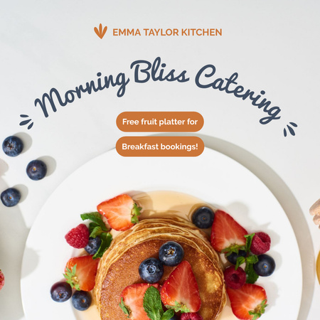 Aamuruokailupalvelut ja pannukakkuja aamiaiseksi Instagram Design Template