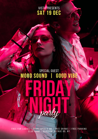 Platilla de diseño Friday Night Party Announcement Poster