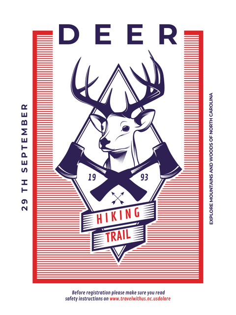 Emblem with Deer Poster US Design Template