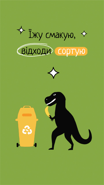 Eco Concept with Cute Dinosaur Sorting Trash Instagram Video Story – шаблон для дизайна