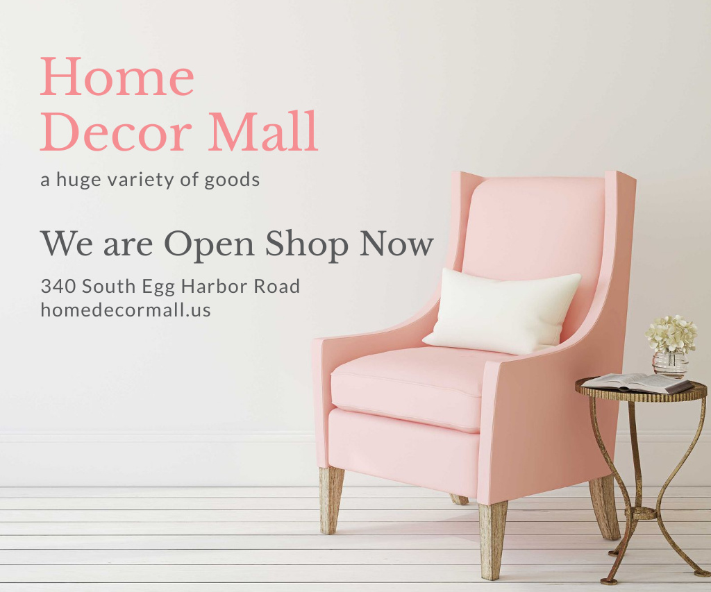 Home Decor Mall Opening Announcement Large Rectangle Modelo de Design
