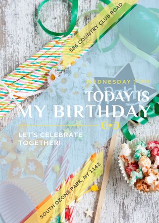 Platilla de diseño Birthday Party Invitation Bows and Ribbons Invitation