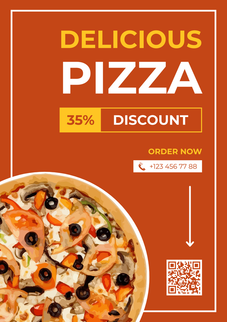 Designvorlage Delicious Fresh Pizza Discount Announcement für Poster