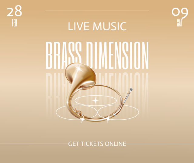 Ontwerpsjabloon van Facebook van Enthralling Brass Instruments Music Event Announcement