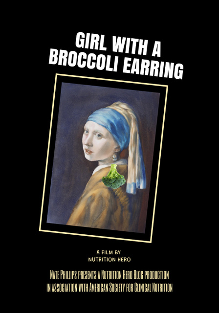 Creative Illustration of Woman with Broccoli Earring Poster 28x40in Tasarım Şablonu