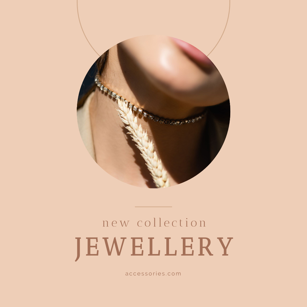 Jewelry New Collection Offer with Necklace Instagram tervezősablon