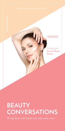 Woman applying Cream at Beauty event Graphic Design Template