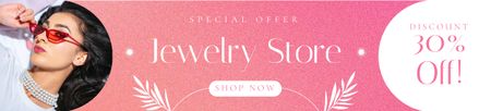 Ontwerpsjabloon van Ebay Store Billboard van Jewelry Store Ad with Woman in Precious Necklace
