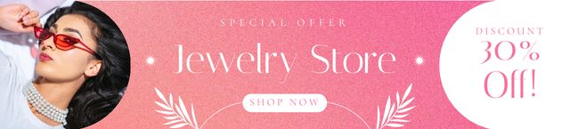 Jewelry Store Ad with Woman in Precious Necklace Ebay Store Billboard Šablona návrhu