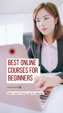 Online Courses Ad with Businesswoman on Workplace Instagram Video Storyデザインテンプレート