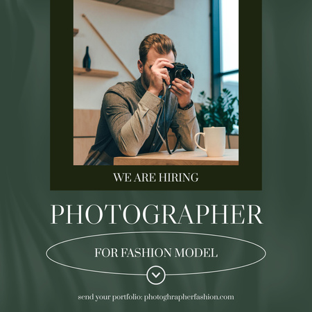Объявление о найме фотографа для фотомодели Instagram – шаблон для дизайна