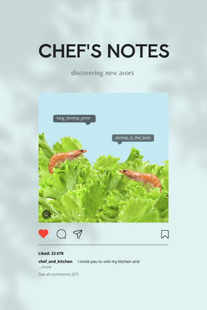 Funny Shrimps in Fresh Lettuce Pinterest Design Template