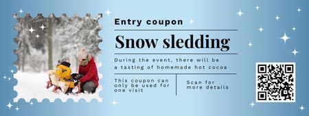 Offer of Snow Sledding with Child on Sledge Coupon Design Template