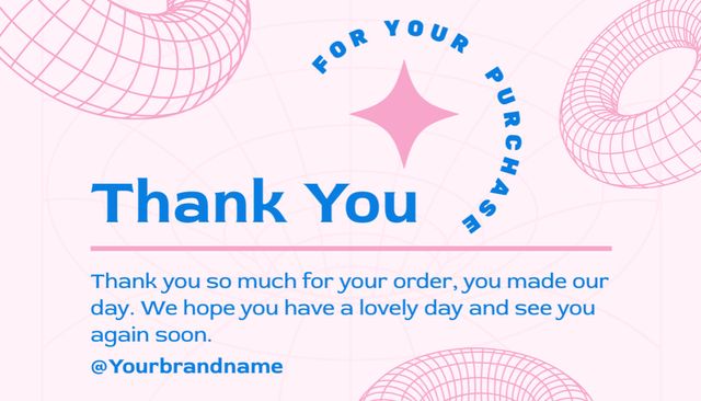 Thank You for Purchase on Pink Business Card US Design Template
