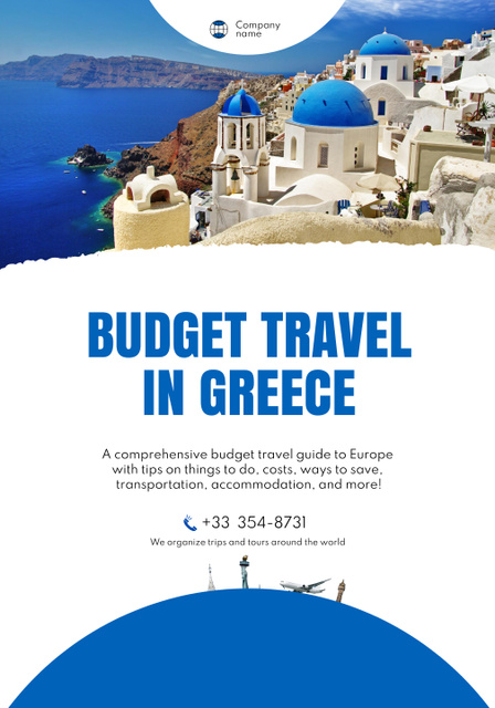 Travel Tour in Greece Poster 28x40in – шаблон для дизайну