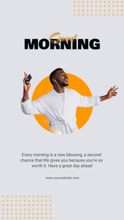 Morning Greeting with Happy Man Instagram Story Design Template