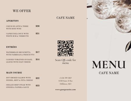 Card with meal courses Menu 11x8.5in Tri-Fold Design Template