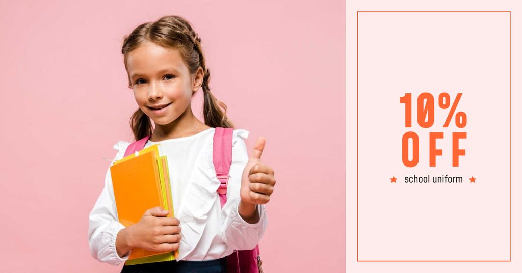 School Uniform Offer with Girl Pupil Facebook AD tervezősablon