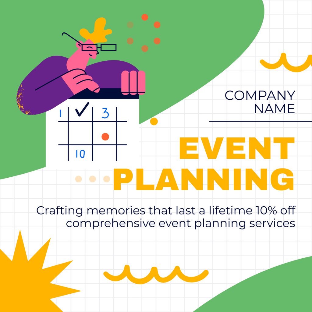 Services for Organizing Craft Memorable Events Instagram AD Šablona návrhu
