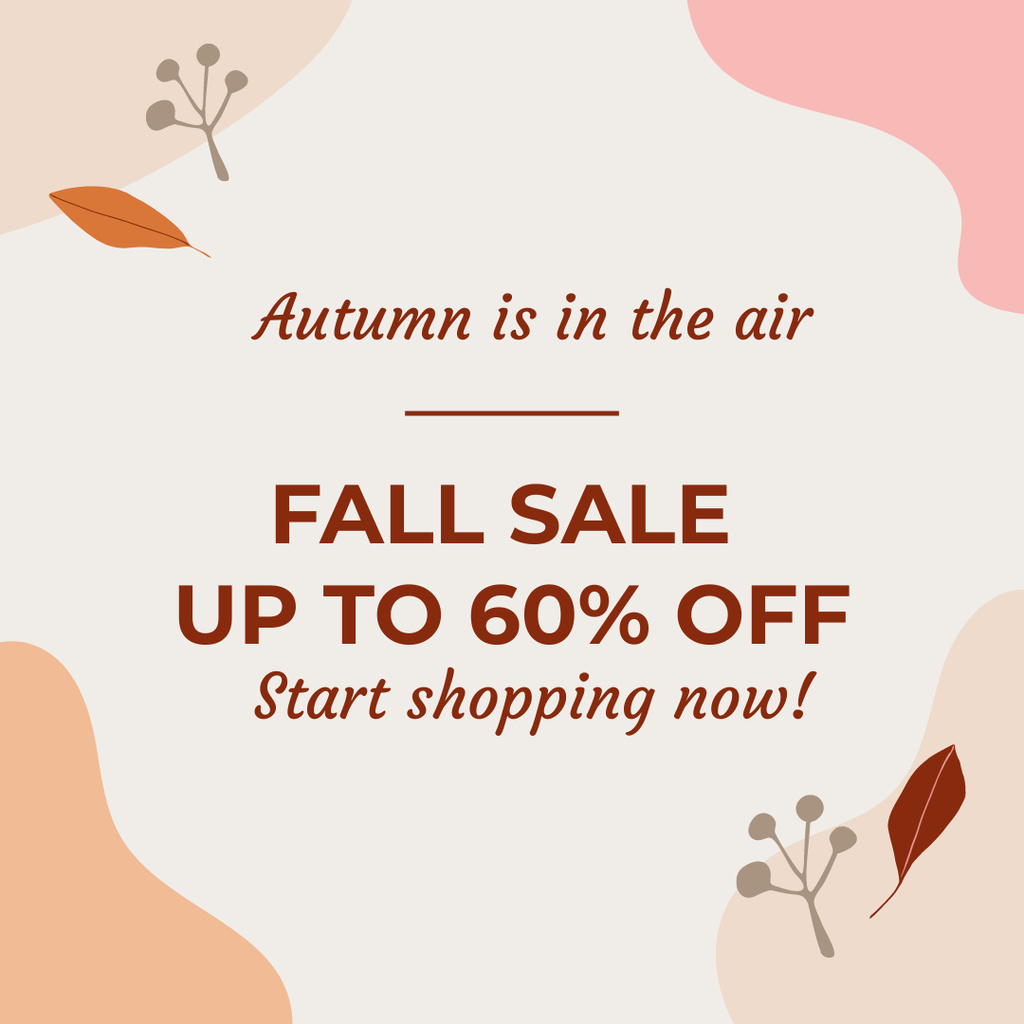 Fall Sale Offer And Curve Blots Illustration Instagramデザインテンプレート