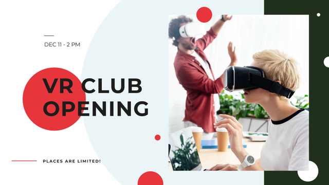 VR Club Opening with People using glasses FB event cover Design Template