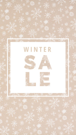 Winter Sale Announcement on Snowflakes Pattern Instagram Story Design Template