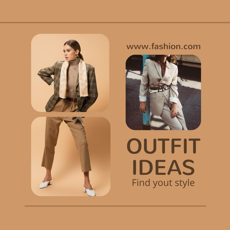 Designvorlage Female Outfit Ideas in Beige für Instagram