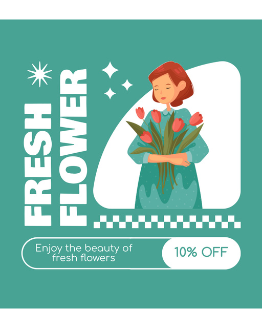 Fresh Beautiful Flowers for Bouquets Instagram Post Vertical Design Template