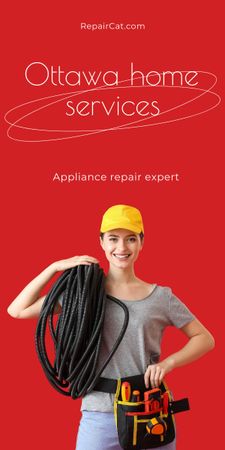 Home Repair Services Offer on Red Graphic Design Template