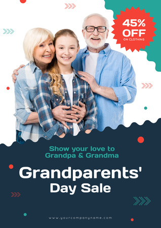 Grandparents Day Clothing Offer Poster A3 Tasarım Şablonu