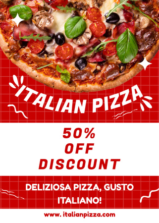 Appetizing Italian Pizza With Discount Offer Flayer Design Template