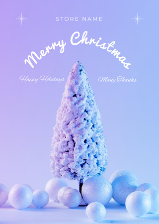 Ontwerpsjabloon van Postcard A6 Vertical van Christmas and New Year Greeting with Tree