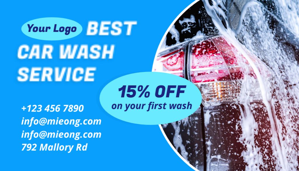 Best Car Wash Service Business Card US – шаблон для дизайну