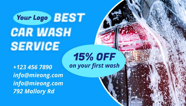 Template di design Best Car Wash Service Business Card US