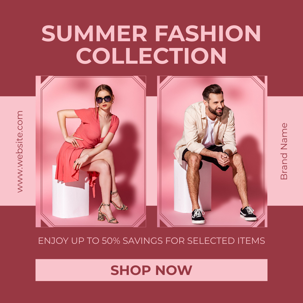 Summer Fashion Collection Offer on Red Instagramデザインテンプレート