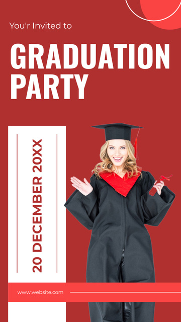 Graduation Party Announcement on Red Instagram Storyデザインテンプレート